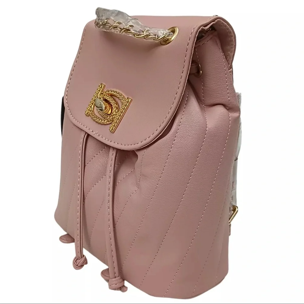 bebe Blush Pink Quilted Chain-Accent Backpack
